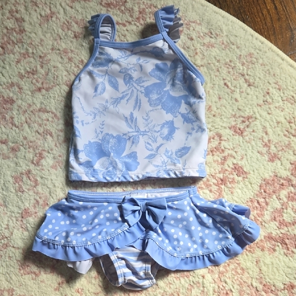Millie Loves Lily Periwinkle Floral and Polka Dot Bikini